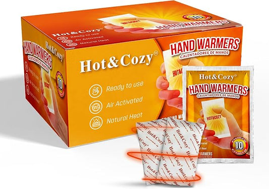 Hot&Cozy Hand Warmers - Super Long Lasting Safe Natural Air Activated Warmers - Odorless Hot Hand Warmer -Up to 10 Hours of Heat - 96 Packs - 48 Pair
