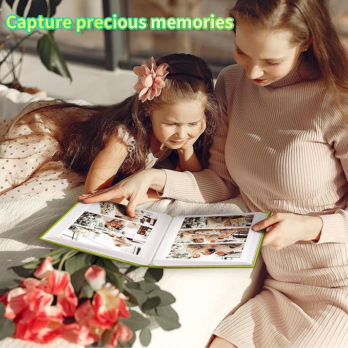Photo Album 4x6 with 600 Pockets,Slip-in Picture Albums,Linen Cover Memory Book with Front Window,White Page Vertical Photo Book for Wedding,Family,Anniversare,Baby,Vacation