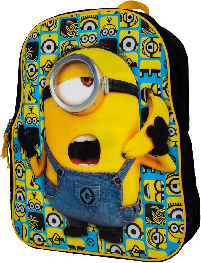 AI ACCESSORY INNOVATIONS Minions Kids Backpack, 15" Girls & Boys Despicable Me School Bag, Black