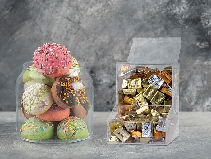 Candy Dispenser - Bulk Acrylic Storage Holder with Two Lids for Countertop or Wall Mount - Store Chocolate, Treats, Sweets, and Snacks (2)