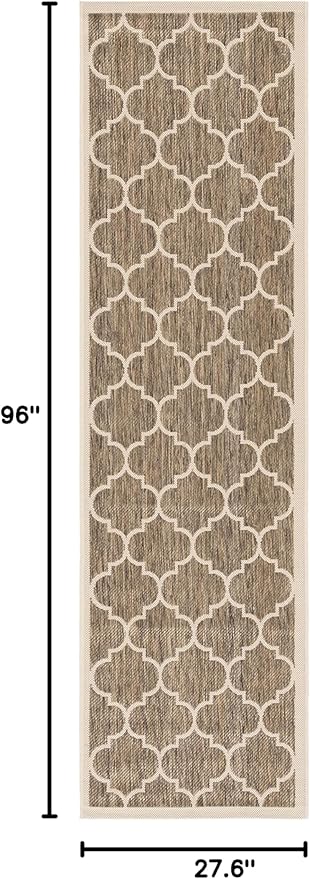 SAFAVIEH Courtyard Collection 2'3" x 8' Brown/Bone CY6914 Trellis Indoor/ Outside Waterproof Easy cleansingPatio Backyard Mudroom Runner Mat