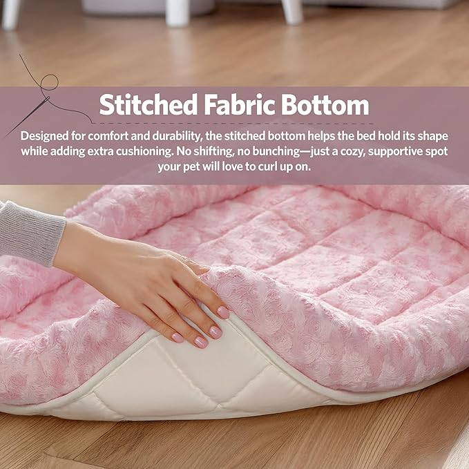 MidWest Homes for Pets QuietTime Fashion XXS Dog Bed - Pink Faux Fur Bolster, Ultra-Soft and Machine Washable, Fits 18-Inch Crates and Carriers, for Small Dogs and Cats