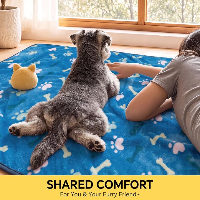 Luciphia 3 Pack Cute Dog Blankets Soft Fleece for Small Puppy Cat,41"x31" | Fuzzy Flannel Small Pet Blanket Washable, Cute Paw Print for Crate Car Bed. Puppy Essential,Cat Stuff Gifts,Large