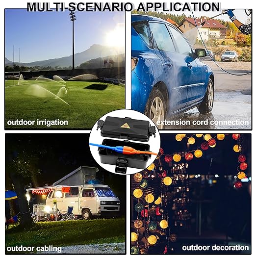 Outdoor Electrical Box Waterproof IP54 Black Outdoor Extension Cord Cover(Inner 6.5 x 3.5 x 2.2inch), Wall-Hangable Waterproof Box for Plug, Halloween, Christmas String Lights (1 PCS Black)