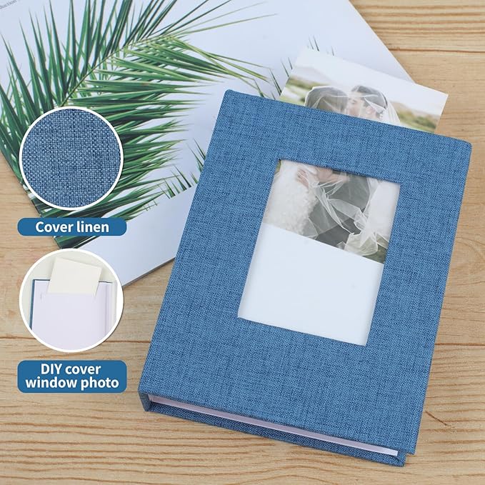 vivinin 2 Pack Photo Album 5x7, Linen Cover Photo Book, Small Photo Album Book for 36 Pockets Hold 72 Pictures, Picture Book for Photos Family Anniversaries Baby Vacations (Blue)