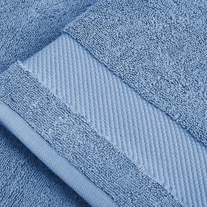 BIOWEAVES 100% Organic Cotton 700 GSM Plush Bath Towels 30" x 58" GOTS Certified - Cerulean Blue, Pack of 2