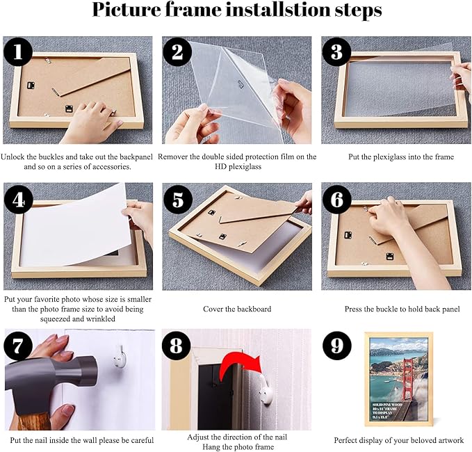 10x14 inch Wood Picture Frames for Wall Hanging,Diamond Painting Frames Rectangle Baby Scan Picture Frame for Family Walls Decoration,Anniversary,Wedding,Christmas,Halloween,Shower,Certificate