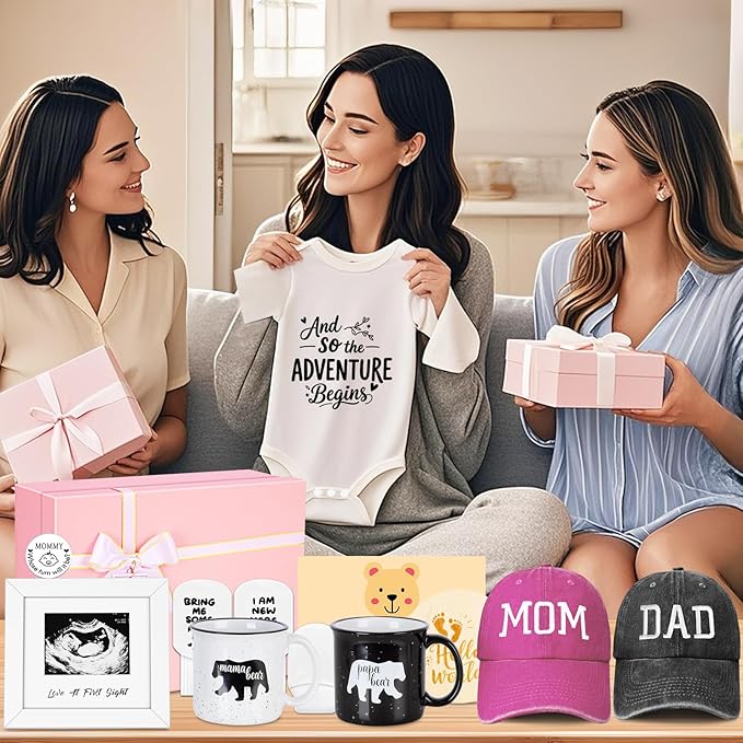 New Parents Gifts for Couples, First Time New Mom and Dad to Be Gifts Expecting Parents, Gender Reveal & Baby Shower Gifts for Parent to be, Baby Gift Basket 2025, Pregnancy Announcement, Girls, Boys
