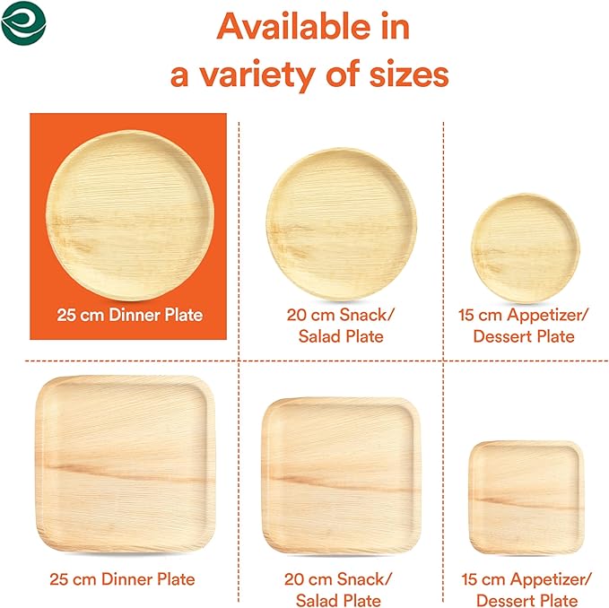 ECO SOUL Compostable 10 Inch Palm Leaf Round Plates (50 Count) Like Bamboo Plates | Biodegradable | Eco-Friendly, Microwave & Oven Safe