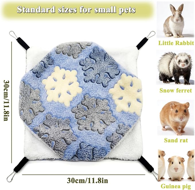 2 Pack Guinea Pig Hammock, Rat Hammock, Double Layer Bed | Cozy double-layer fleece hammock for rats, guinea pigs & more. Warm hideout, sturdy hooks, washable cage accessories.