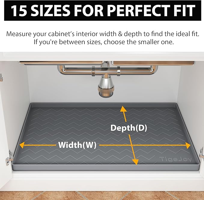 TigeJoy 37" x 22" Under Sink Mats for Kitchen Waterproof, Leak-Proof Silicone Mat Sink Protector and Cabinet Liner, Kitchen Essentials Organizer and Storage, Boot or Shoe Tray, Pet Feeding Mat