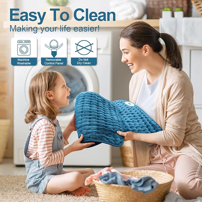 Heating Pad for Back, Electric Heating Pads for Cramps/Abdomen/Waist/Shoulder with 6 Heat Settings and Auto-Off, Moist/Dry Heat pad, Mothers Day Gifts for Mom Women Wife Grandma, 12" x 24"