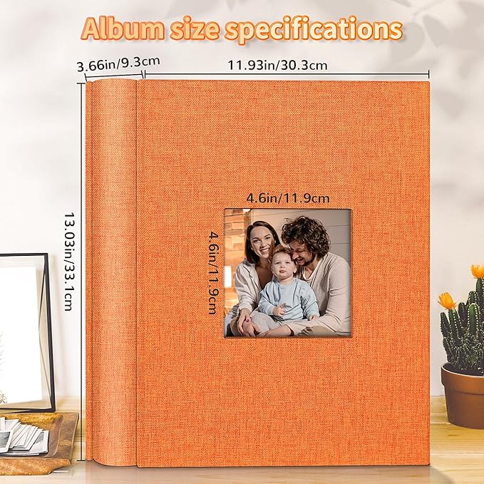 Photo Album 4x6 with 1000 Pockets,Slip-in Picture Albums,Linen Cover Memory Book with Front Window,White Page Vertical Photo Book for Wedding,Family,Anniversare,Baby,Vacation