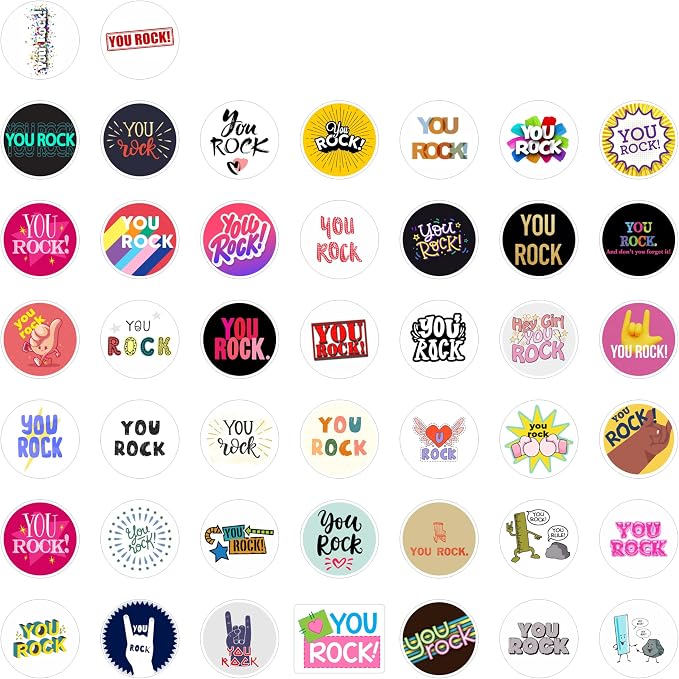 100Pcs You Rock Stickers - You Rock Party Supplies & Decorations, Great Job Waterproof Vinyl Decals, Motivational Stickers, Gifts for Women & Men