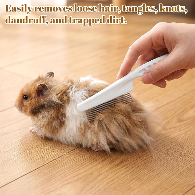 2Pcs Rabbit Brush, Fine-Tooth Stainless Steel Flea Brush for Dogs Rounded Teeth Grooming Metal Comb for Dogs, Chinchillas, Ferrets, Guinea Pigs, Rabbits