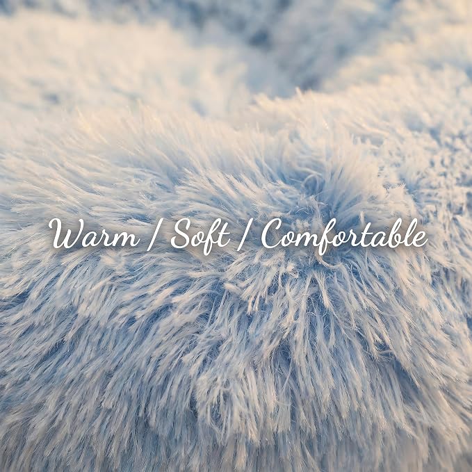 Tiny Dog Bed for Extra Small Dogs for Chihuahua Pomeranian Toy Poodle | 15 Inch Washable Puppy Bed,Soft Faux Fur Calming Donut Bed,Blue and White