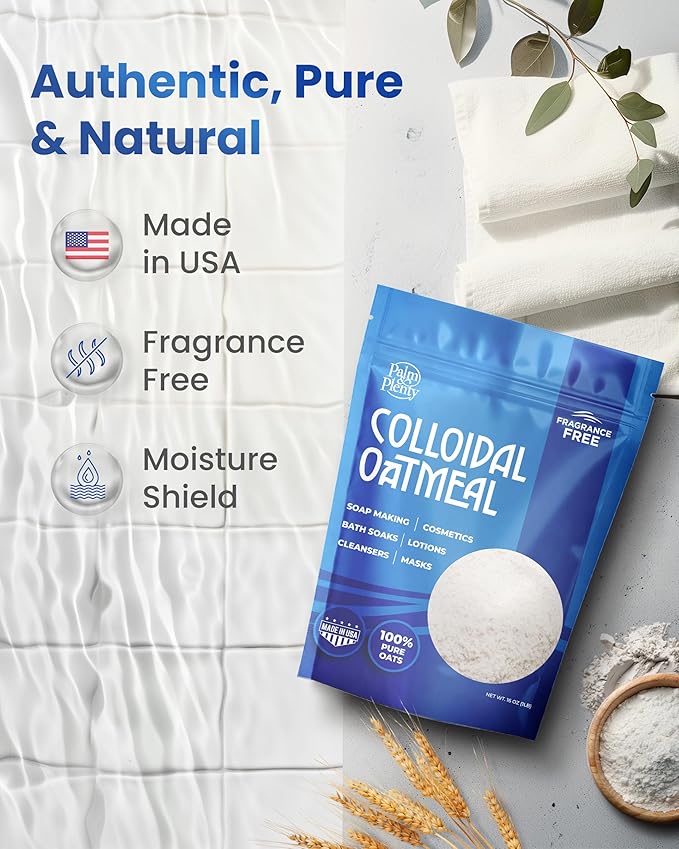 100% Pure Colloidal Oatmeal - Unscented, DIY Bath Products, Skincare, Cosmetics, Natural Oatmeal Bath for Itching, Soothing Agent for Itchy, Irritated Skin - 2 Pack (32oz)