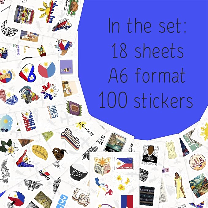 100Pcs Philippines Stickers, Filipino Stickers for Water Bottle and Laptop - Philippines Party Supplies & Decorations, Waterproof Vinyl Decals, Filipino Flag Stickers, Gifts for Women & Men