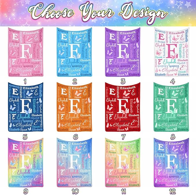 Custom Name Blanket Personalized Throw-Blanket with Names for Boys Girls Kids Teen Baby Pink Butterfly Pattern Customied Name Blanket Customizable Gift for Adult Men Womens Christmas Brithday