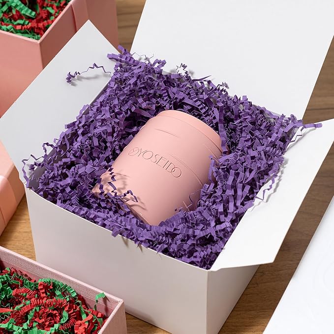 Mefleet 1/2 LB Crinkle Cut Paper Shred Filler 8 oz Purple Crinkle Shredded Paper for Gift Box - Gift Basket Bag Filler - Grass Cushion Stuffing for Easter, Mother's day, Holiday Packaging Wrapping