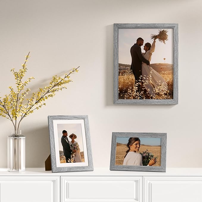 Vittanly 12 Pack Picture Frames Collage Wall Decor for Mounting or Tabletop Display, Gallery Wall Frame Set for Family, Multi Sizes Including 4pcs 8x10, 4pcs 5x7, 4pcs 4x6, Grey