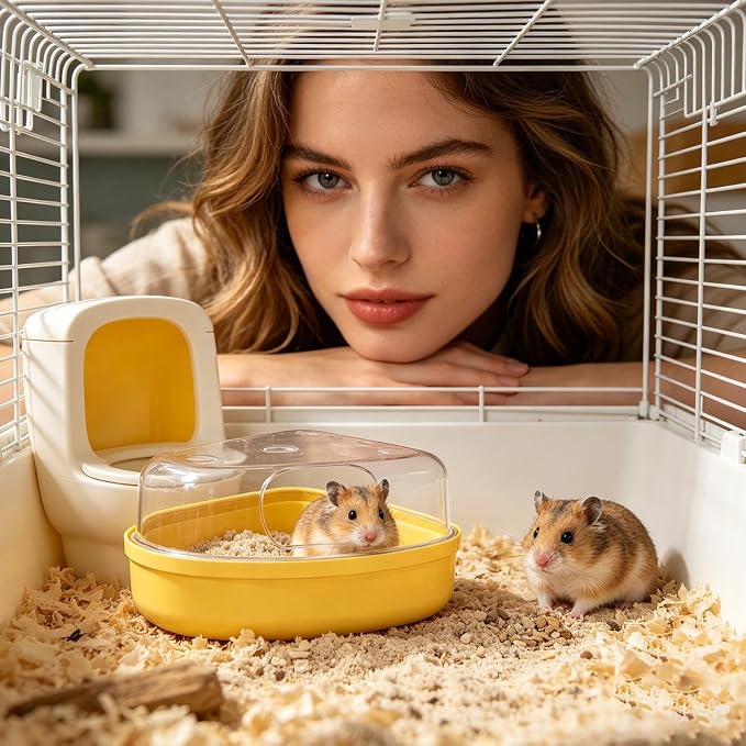 Hamster Litter Box Bathing Digging Transparent Leakproof | Hamster Cage Bathing Sand Box for Mouse Chinchilla Enrichment Play Sleeping Foraging Potty