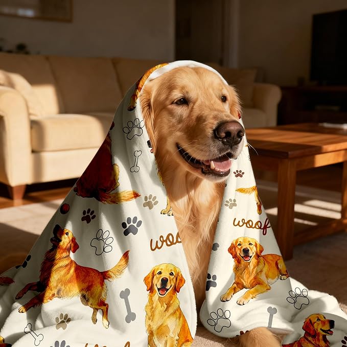 Golden Retriever Blanket Gifts for Girls Women Soft Flannel Golden Retriever Throw Blanket Merch Stuff for Room Decor 50"X40"