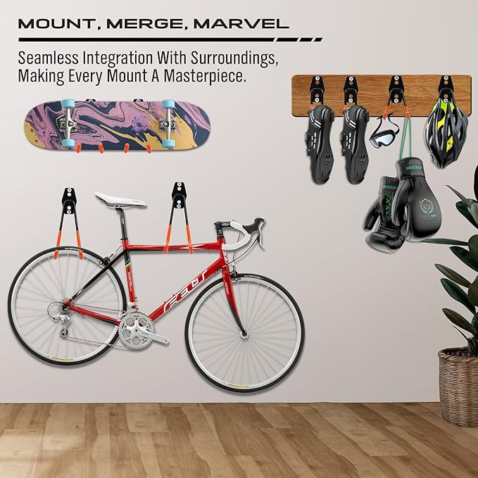 Garage Tool Storage Wall Hook Assortment Set: 15PCS Heavy Duty Large Hanger Garden Tool Organizer Ladder Bike Rack Yard Tool Holder Shed Shovel Metal Screw Organization Bicycle Steel Bracket, Orange