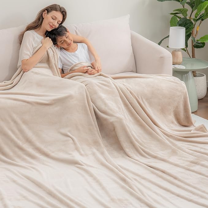 Berkshire VelvetLoft Oversized King Family Blanket, All Season Mid-Weight Ultra Silky and Fuzzy, Seamless Extra Large (Grain, 120x120 Inches)