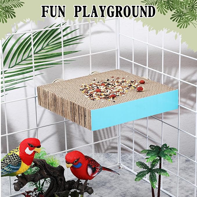 Skyygemm 2 Pcs Bird Toys Parrot Perch Stand Cage Accessories, Large | for Macaws Conures Cockatiel Budgies, Corrugated Texture Promotes Claw Grinding, Platforms for Cage Play, Beak Chew Activity