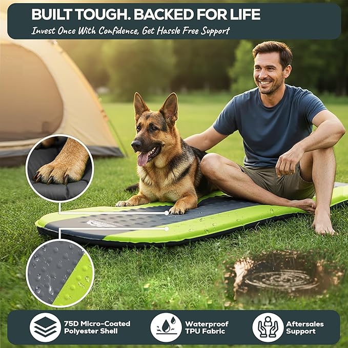 Gear Doctors Oxylus 4.3R-Value Insulated Foam Self Inflating Sleeping Pad Camping—Sleeping Pad Backpacking Air Mattress—Camping Mattress Self Inflating Camp Mat 4 Seasons Sleep Mat—Camp/Floor/Tent/Cot