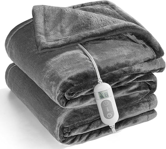 Heated Throw Blanket with 1-9 hrs Timer Auto-Off & 8 Heating Levels，Flannel Electric Blanket Throw ETL Certification，Machine Washable Full Body Warming Blankets