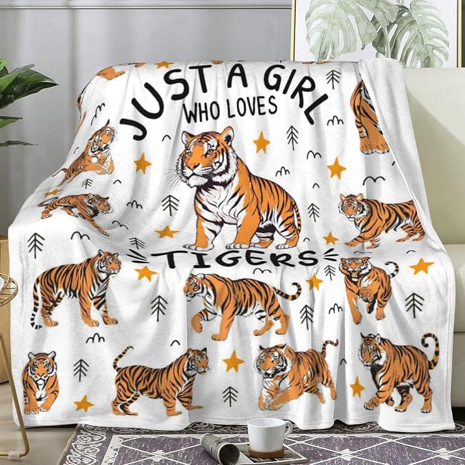Tiger Blanket Animal Gifts for Women Girls,Tigers Print Stuff Tiger Decor Animals Throw Blanket,Tigers Gifts for Kids Adults 50"x40"