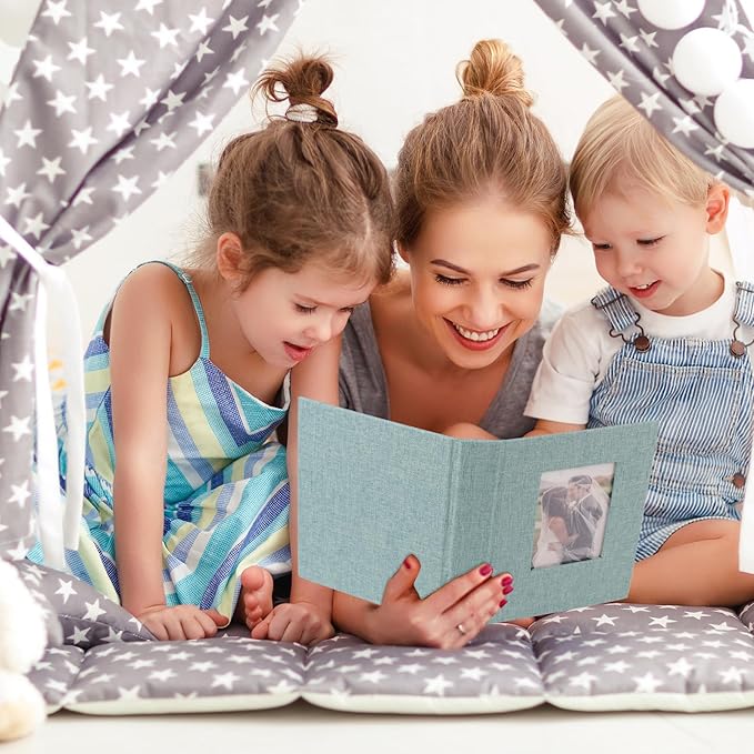 vivinin 2 Pack Photo Album 5x7, Linen Cover Photo Book, Small Photo Album Book for 36 Pockets Hold 72 Pictures, Picture Book for Photos Family Anniversaries Baby Vacations (Green)
