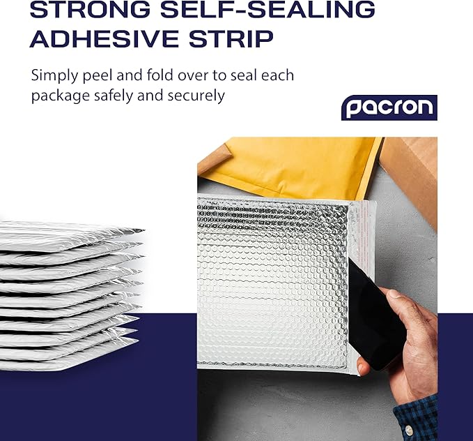 100-Pack Insulated Silver Thermal Bubble Mailers 8 x 11 - Waterproof Metallic Foil Self-Sealing Padded Envelopes for Cold Shipping, Perishables, Food, Cosmetics, Pharmaceuticals