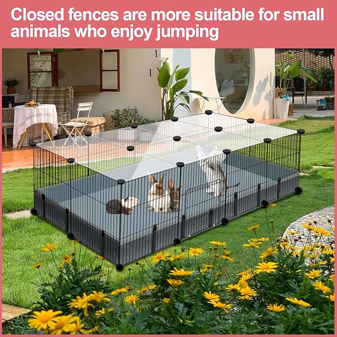 VISCOO 20 Panels Small Animal Playpen, 48" x 24" x 16" Rabbit Cage | Guinea Pigs Cages with Waterproof Mat, C&C Cage for Guinea Pigs,Bunny/Puppy/Pen Indoor Outdoor Portable Metal Fence