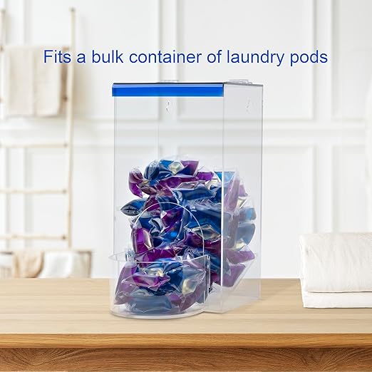 Earplug Holder, Universal Clear Acrylic Storage with Blue Lid for Small Bulk Accessories - Finger Cots, Hairnets, Laundry Dishwasher Pods, Packets, Beard Covers, Condiments & Candy