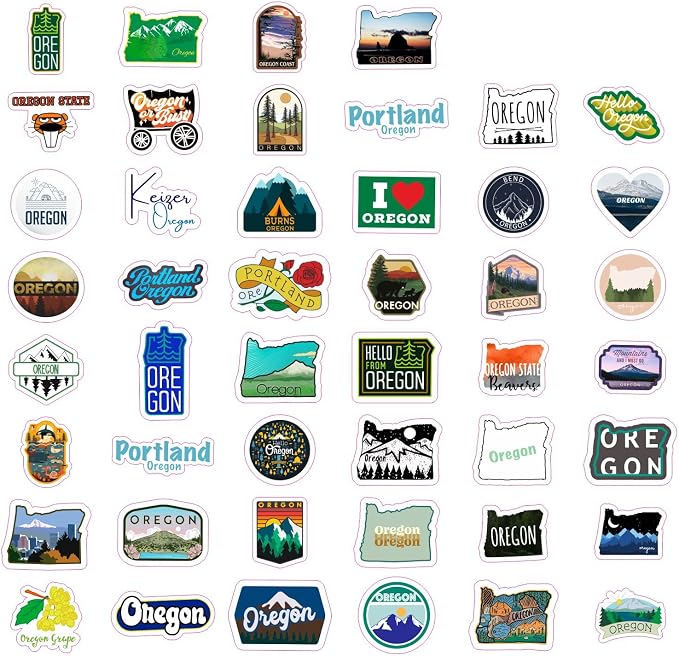 Oregon Stickers and Decals for Water Bottles & Laptop, Scrapbook - Oregon Gifts and Souvenirs Laptop Decals, Gifts for Women & Men