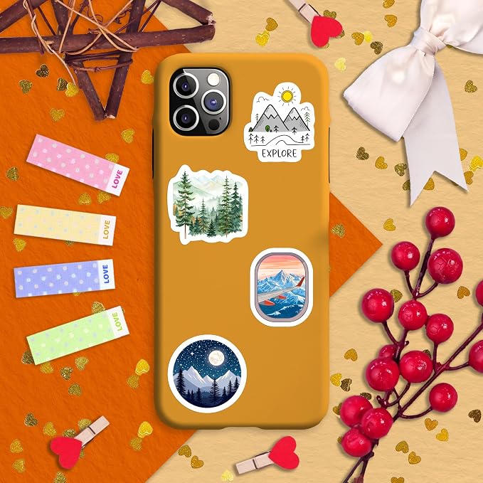 100Pcs Mountain Stickers for Scrapbooking, for Water Bottle, Laptop - Mountain Gifts & Party Decorations - Adventure, Camping Stickers, Nature Decals - Gift for Women & Men