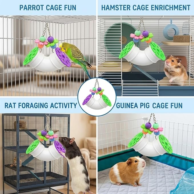 Single Rat Accessories, Rat Cage Accessories, Rat Enrichment Decoration for Foraging Tube Enrichment Activity for Rats, Mice, Mouse