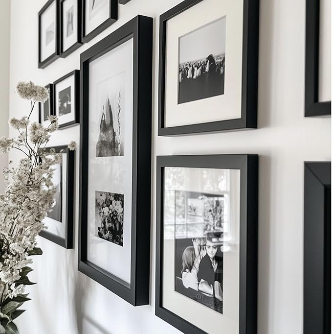 M Modern Memory Design 15x46 Black Picture Frame Real Glass Wall Mount | 46x15 Home Living Room Artwork Poster Photo Print