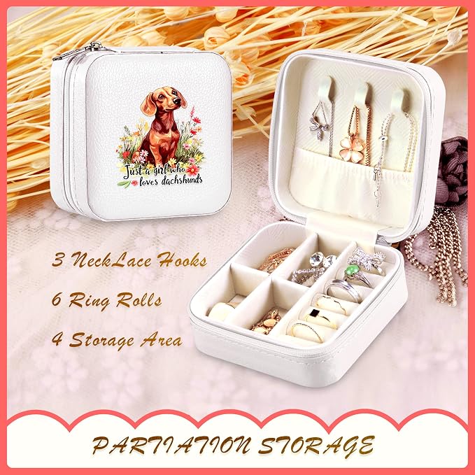 Dachshund Jewelry Box, Gifts For Kids Teens Girls, Dachshund Lovers Stuff Items Accessories Things Merchandise Decor Merch, Travel Ring Earrings Necklace Organizer Holder!