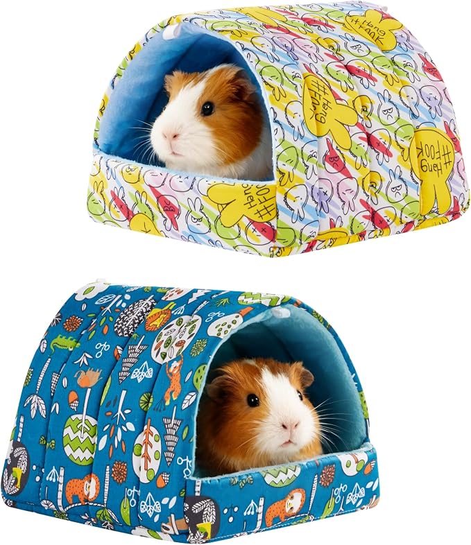 2 PCS Guinea Pig Hideout Guinea Pig House,Washable Hamster Hideout Small Animal Cage Accessories for Mouse Chinchillas Hamsters Hedgehogs Ferrets Bearded Dragons and Rats