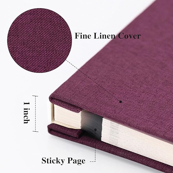 Vienrose Large Photo Album Self Adhesive for 4x6 8x10 10x12 Pictures Linen Scrapbook Album DIY 40 Blank Pages with A Metallic Pen