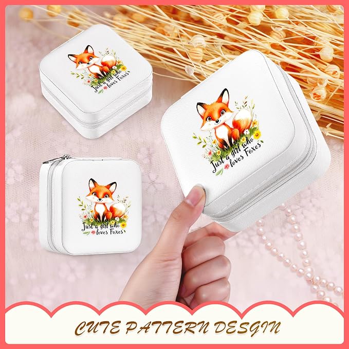 Fox Jewelry Box, Gifts For Teens Girls, Fox Lovers Stuff Items Accessories Things Merchandise Decor Merch, Travel Ring Earrings Necklace Organizer Holder!