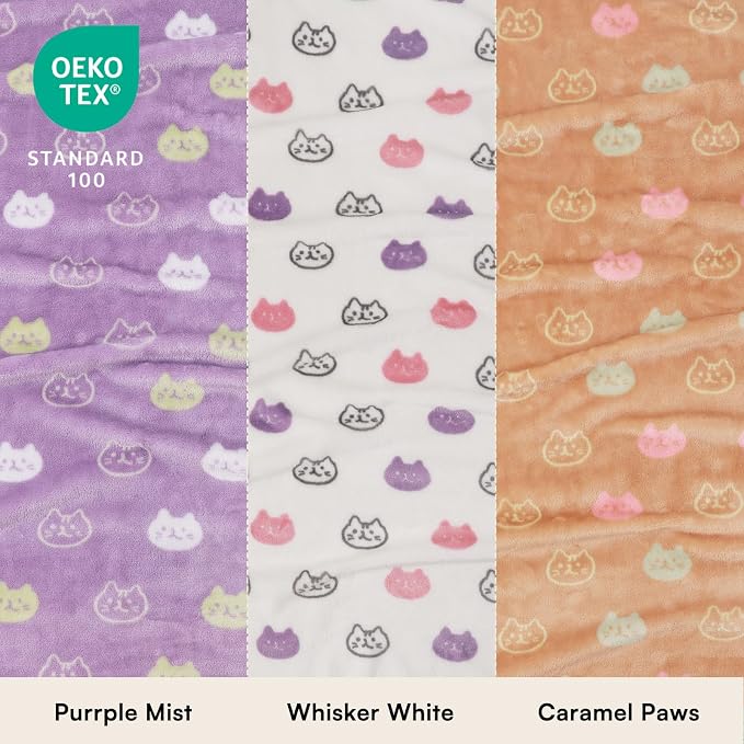 Luciphia 3 Pack Cute Cat Blankets Cozy Small Throw for Pet Puppy,30"x20" | Fuzzy Flannel Small Pet Blanket Washable, Cute Cat Print for Crate Car Bed. Puppy Essential,Cat Stuff Gifts,Medium