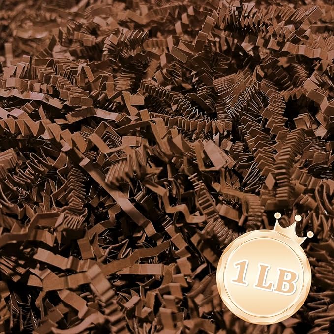 Zankubom 1 LB Brown Crinkle Cut Paper Shred Filler Great for Gift Wrapping, Brown Basket Fillers, Birthday, Gift Wrapping, Anniversary, Halloween Thanksgiving Christmas Party Decor Filling Supplies