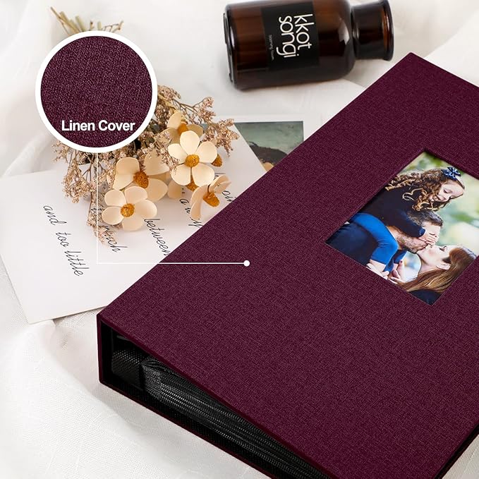 Ywlake Photo Album 4x6 300 Pockets Photos, Linen Photo Albums Holds 300 Horizontal Pictures Only Purple