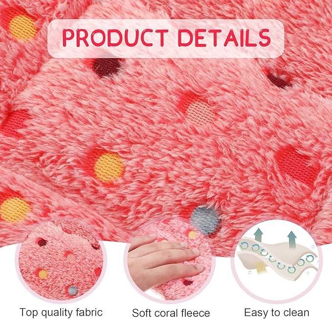 Jetec 3 Pcs Guinea Pig Beds, Fleece Small Animal Mats, Dots, Red | 10 x 11 in Soft Double Sided Fleece Pad for Rabbit, Hamster, Chinchilla, Rat, Warm Hideout, Cozy Small Animal Cage Bed