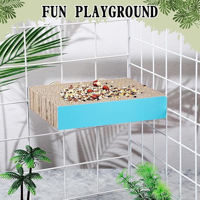 Skyygemm 2 Pcs Bird Toys Parrot Perch Stand Cage Accessories, Medium | for Macaws Conures Cockatiel Budgies, Corrugated Texture Promotes Claw Grinding, Platforms for Cage Play, Beak Chew Activity